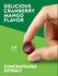 A 3/4 inch Cranberry Mango gummy with the text 'DELICIOUS CRANBERRY MANGO FLAVOR' and 'CONCENTRATED EXTRACT'.