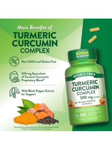 Complejo de Cúrcuma Curcumina 500 mg con Pimienta Negra