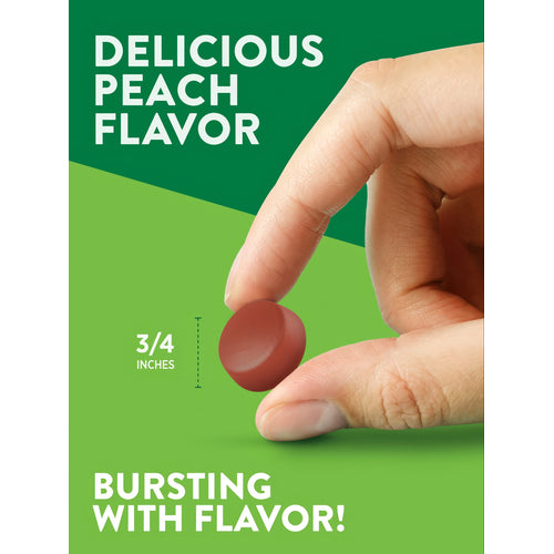 Hand holding a gummy measured at three-fourths of an inch.