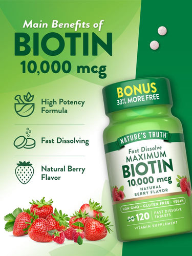 Biotina 10,000 mcg | Máxima Potencia