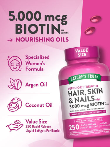 Vitamines pour Cheveux, Peau et Ongles | 5000mcg