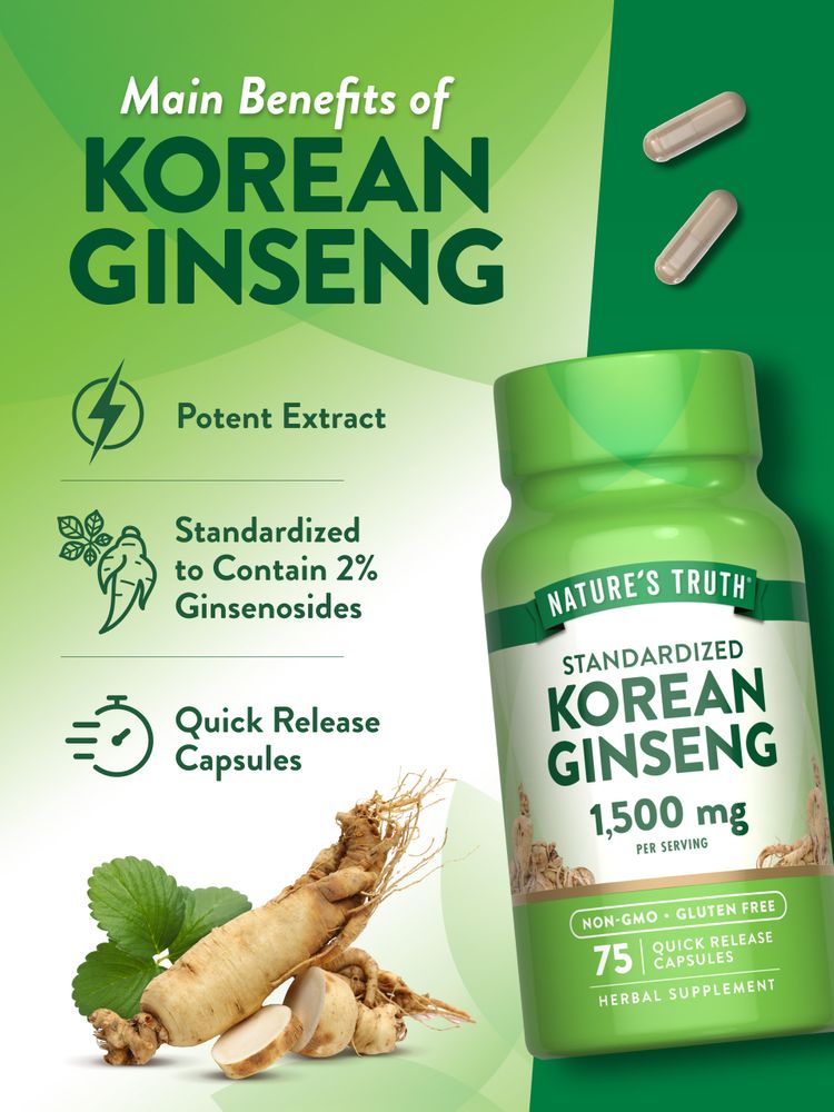 Korean Ginseng 1500 mg - 75 Quick Release Capsules