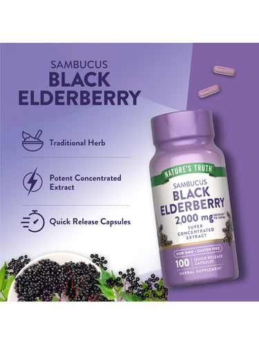 Black Elderberry Capsules | 100 Count