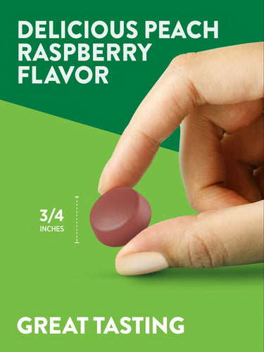 Great tasting Peach Raspberry Flavor gummy, 3/4 inch, delicious treat.