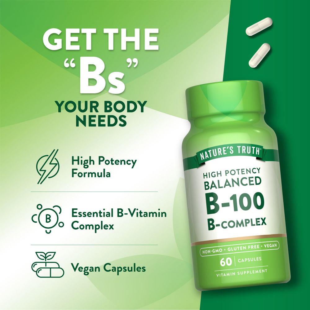 Vitamin B-100 Complex - 60 Quick Release Vegan Capsules