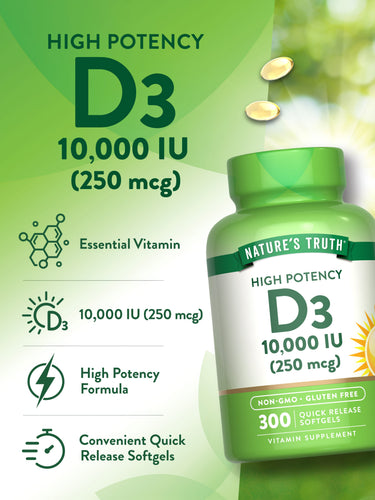 Vitamin D3 10000 IU Softgels | 300 Count