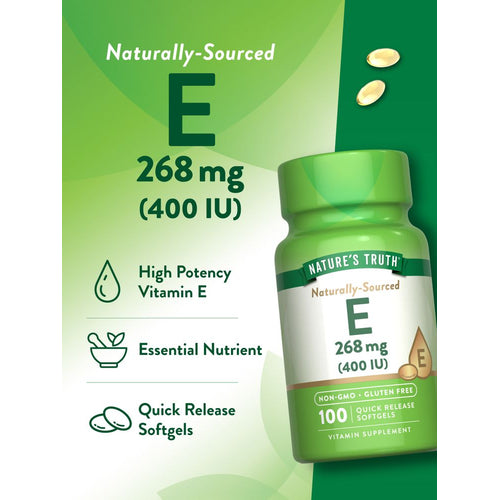 Two Vitamin E softgels, each containing 268 mg (400 IU).