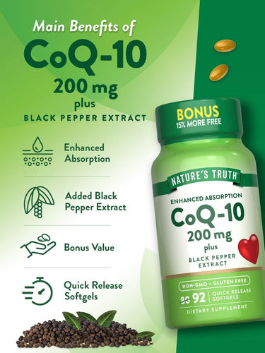 CoQ-10 200 mg avec Poivre Noir