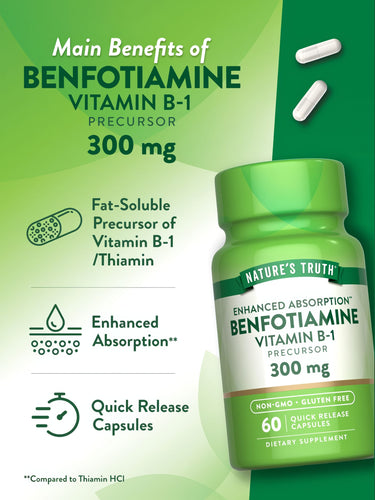 Benfotiamine Vitamine B-1 300 mg | Absorption Améliorée