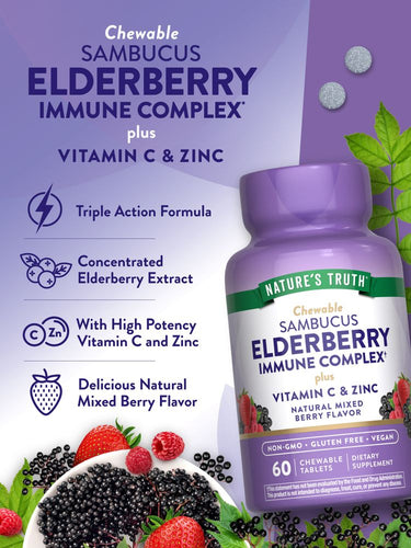 Elderberry Immune Complex with Vitamin C and Zinc | Chewables