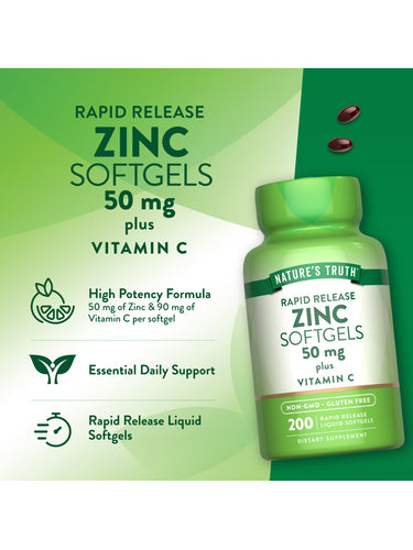 Zinc 50mg Supplement | with Vitamin C