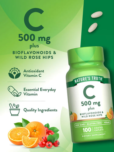 Vitamin C 500mg mit Bioflavonoiden, Hagebutten