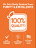 Infographic stating Our Strict Quality Standards Ensure PURITY & EXCELLENCE, 100% QUALITY, GMP CERTIFIED COMPANY, FDA REGISTERED FACILITY, PACKAGED IN THE U.S.A.