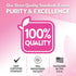 Infographic showing Purity & Excellence Quality Standards with 100% Quality, GMP Certified, FDA Registered, Packaged in the USA.