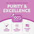 Infographic: Strict Standards Ensure Purity & Excellence, 100% Quality, GMP Certified, FDA Registered Facility, Packaged in U.S.A.