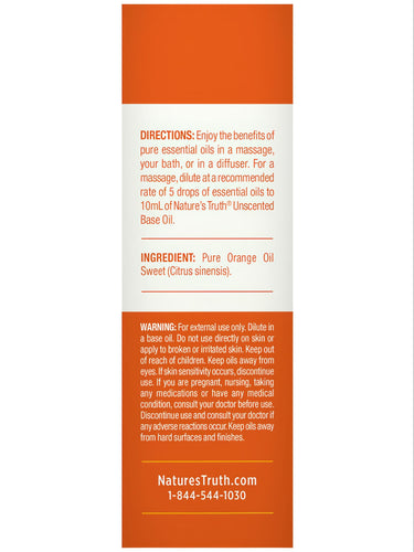 A 15 mL bottle of sweet orange essential oil intended for bulk scale purchases, shown on a hand scale for accurate measurements.