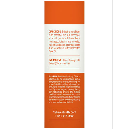 A 15 mL bottle of sweet orange essential oil intended for bulk scale purchases, shown on a hand scale for accurate measurements.
