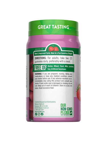 NT Collagen 1 & 3 Gummies bottle with label showing 'Fun Gumdrop Shape' and 'take two (2) gummies daily' instructions.