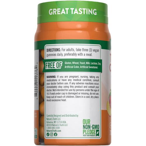 Turmeric & Ginger 70 Gummies. Free of gluten, wheat, yeast, milk, lactose, soy, artificial color, and sweetener.