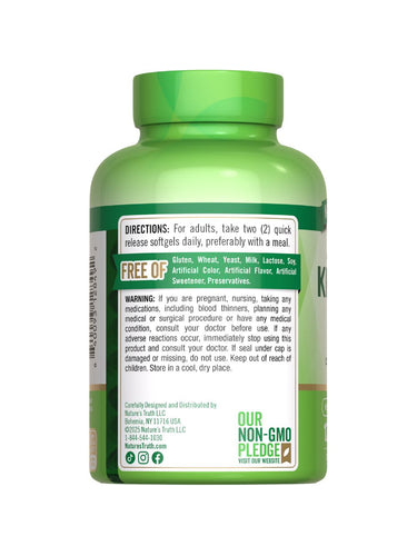 A bottle of Krill Oil 2000mg with 120 softgels shown on a scale to indicate weight or measurement accuracy.