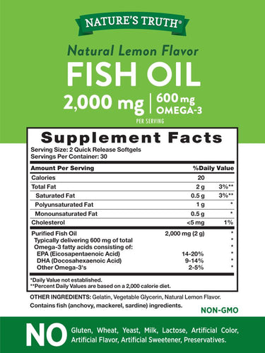 Fish Oil Omega 3 2000 mg | Lemon Flavor